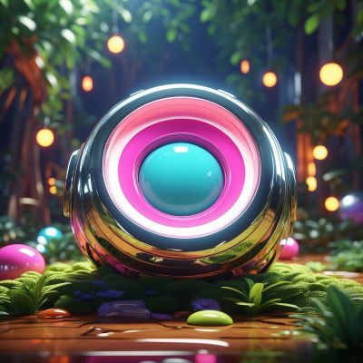 Mystical glowing orb in a vibrant indie game forest scene.