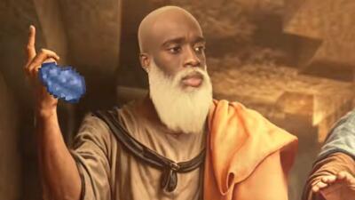 La Peace (meme): a robed, white-bearded man raises a finger and holds a glowing blue stone in a classical painting–style scene.
