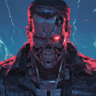 Illustration of the iconic T-800 Terminator with exposed endoskeleton from Terminator 2: Judgment Day.
