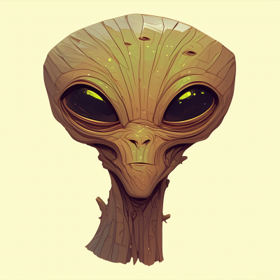 Illustration of an extraterrestrial alien head with large eyes and brown skin.